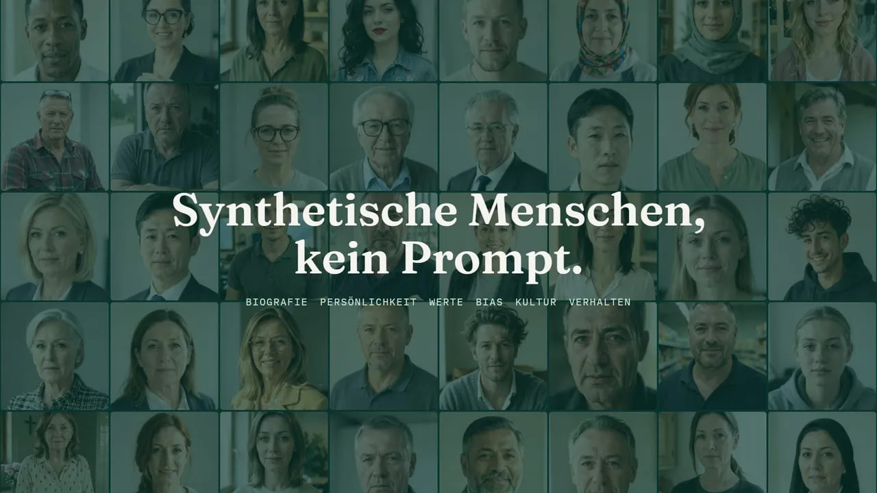 Standbild aus dem Erklärvideo: eine Wand aus synthetischen Personas