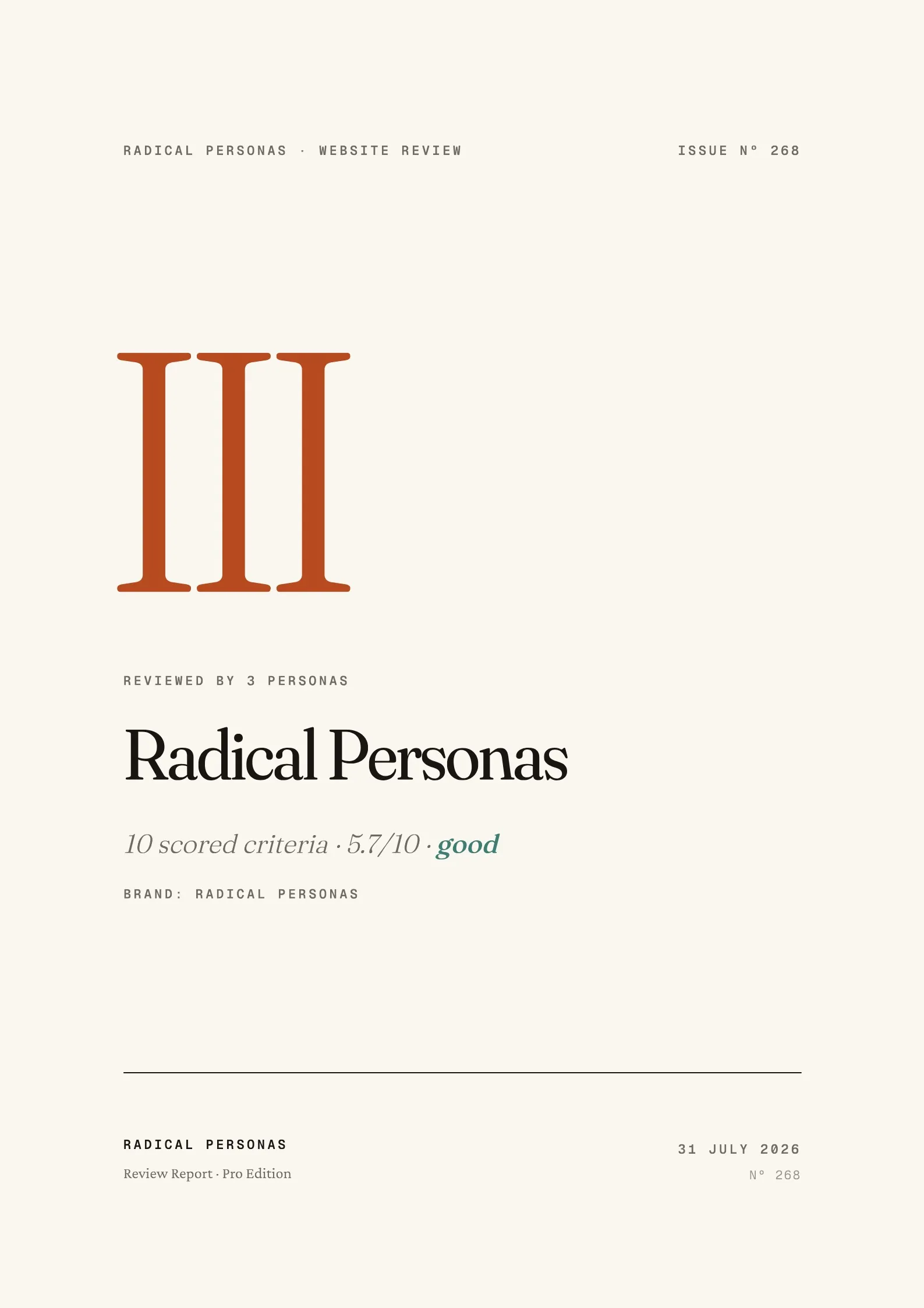Sample report — cover page